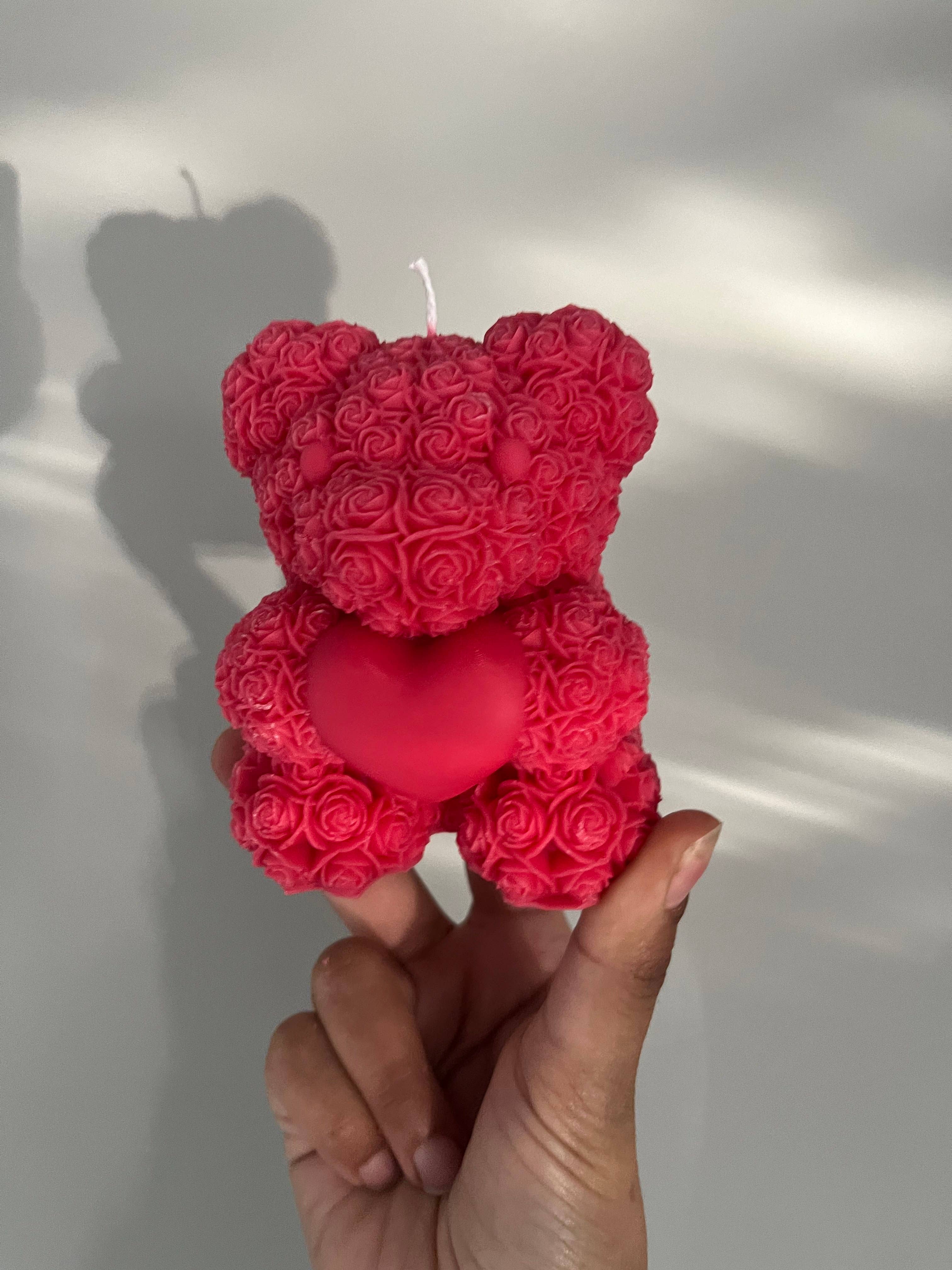 Flower Bear Candle | Red