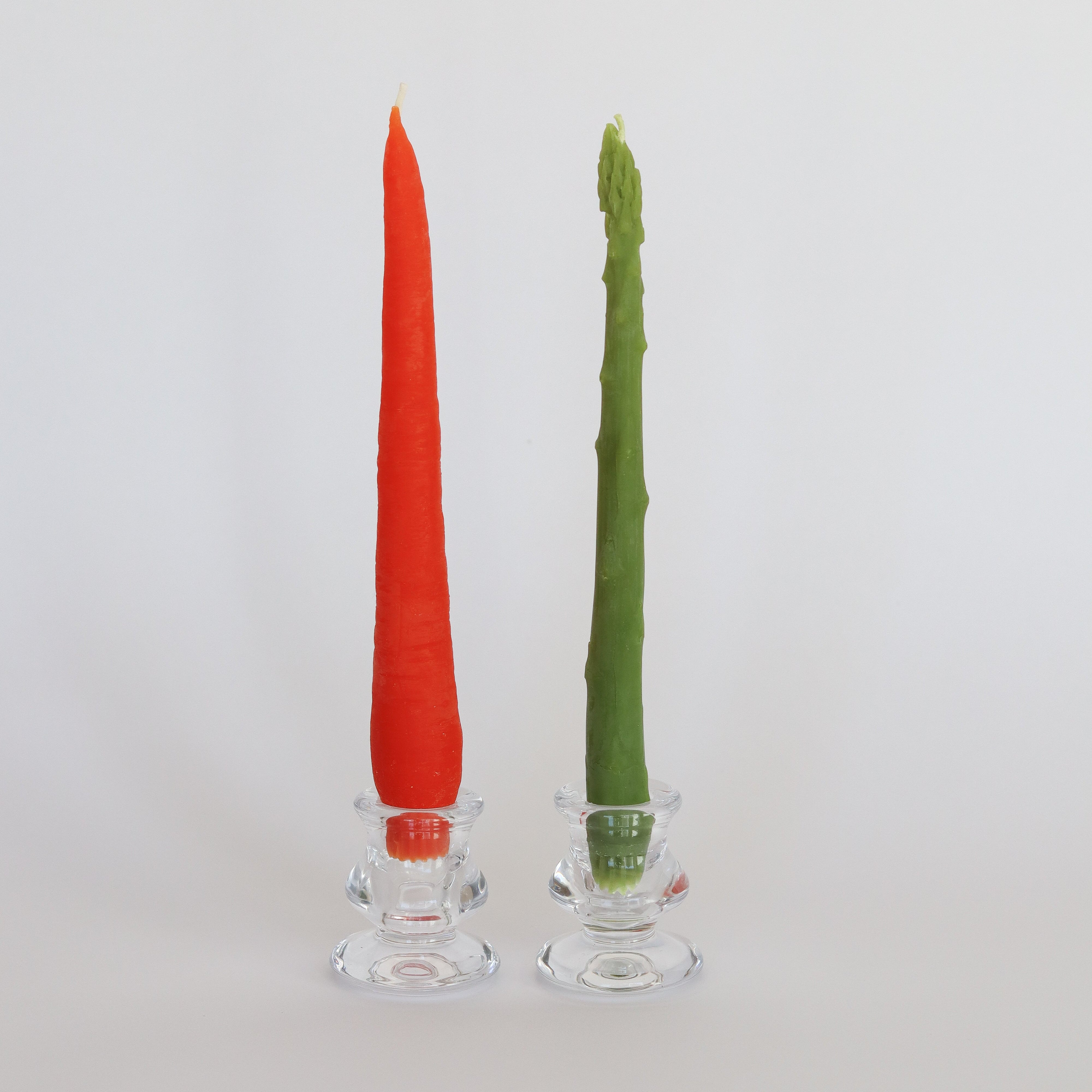 Carrot and Asparagus Taper Beeswax Candles - Set of 2