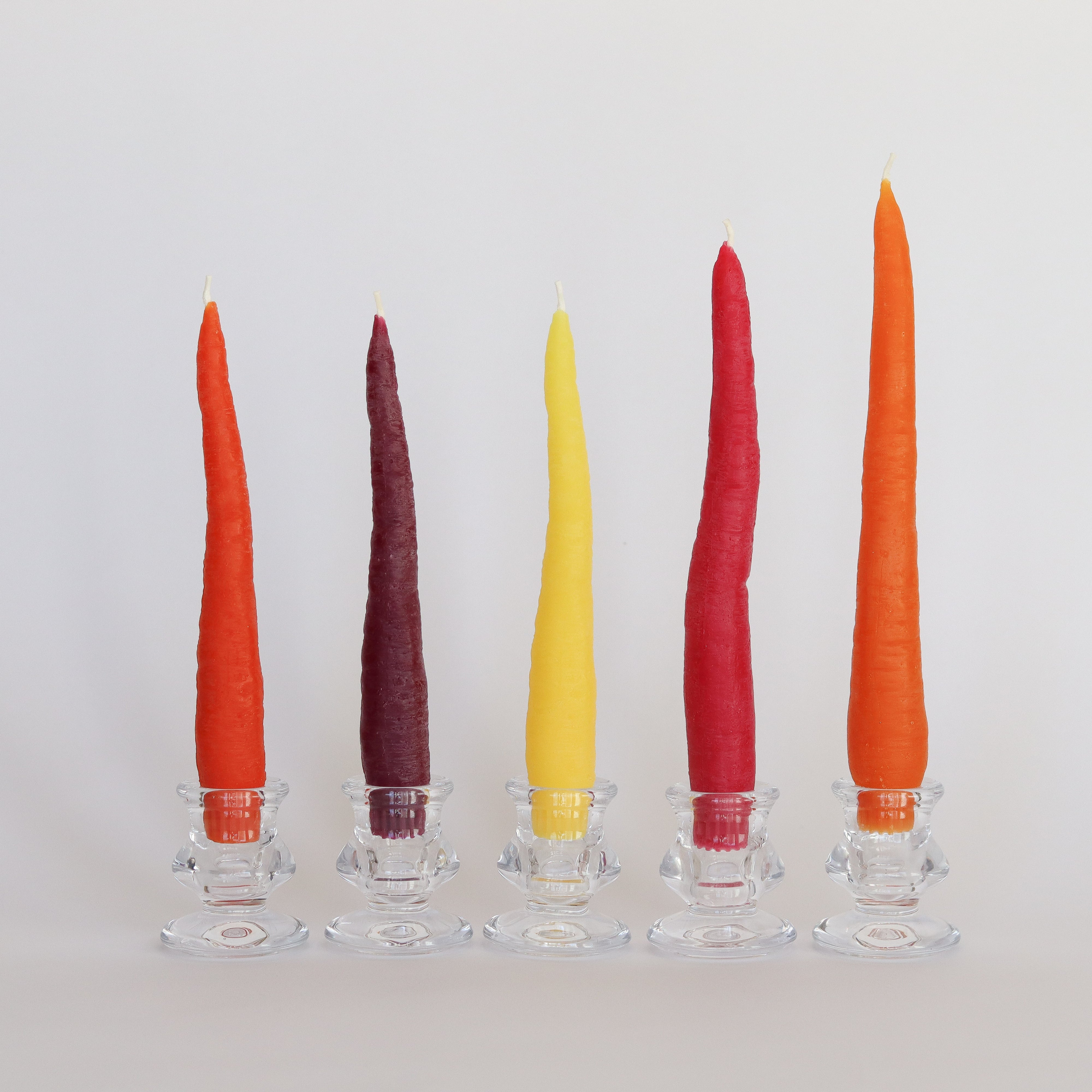 Rainbow Carrot Taper Beeswax candle - Set of 5