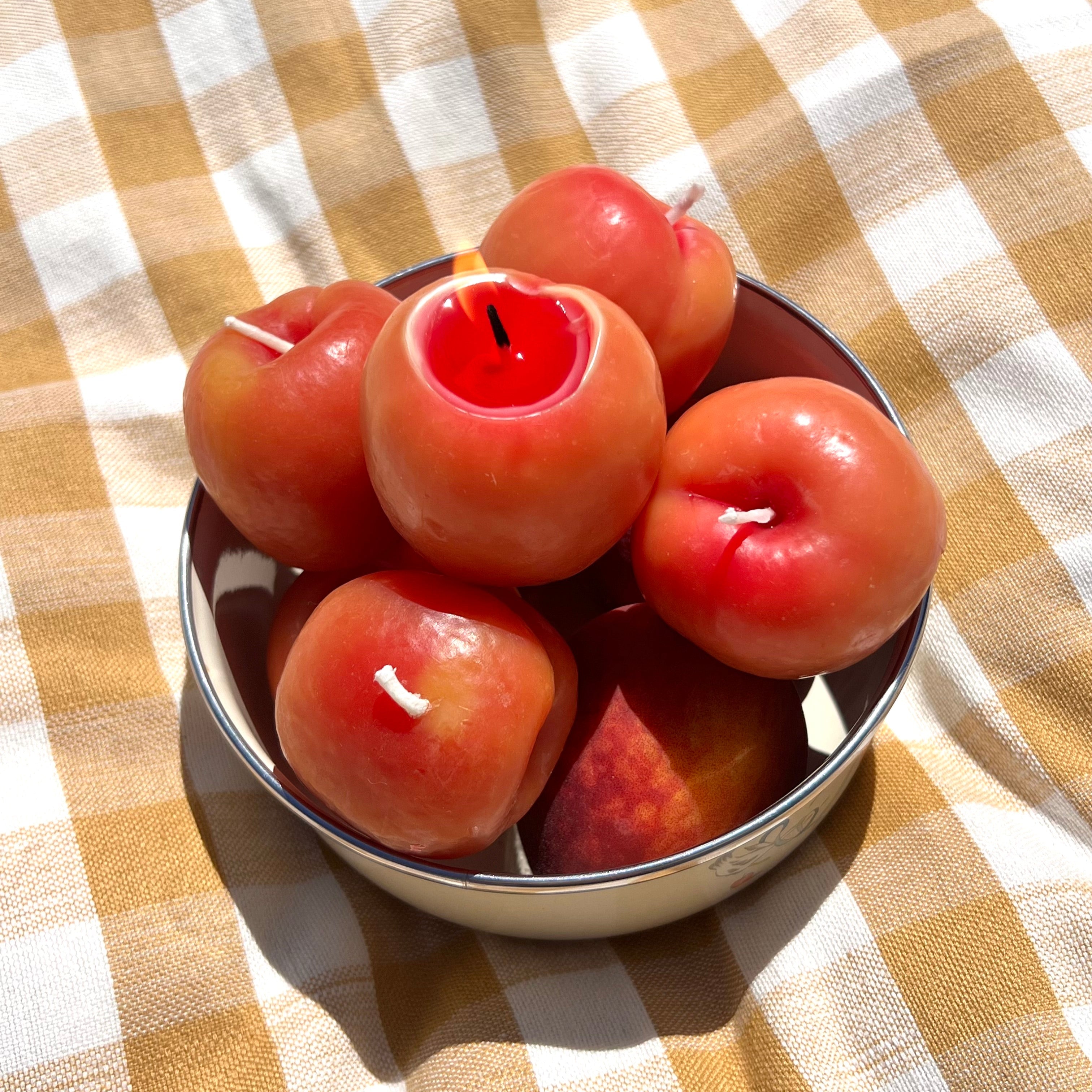 Yellow Peaches Beeswax Candles - Set of 4