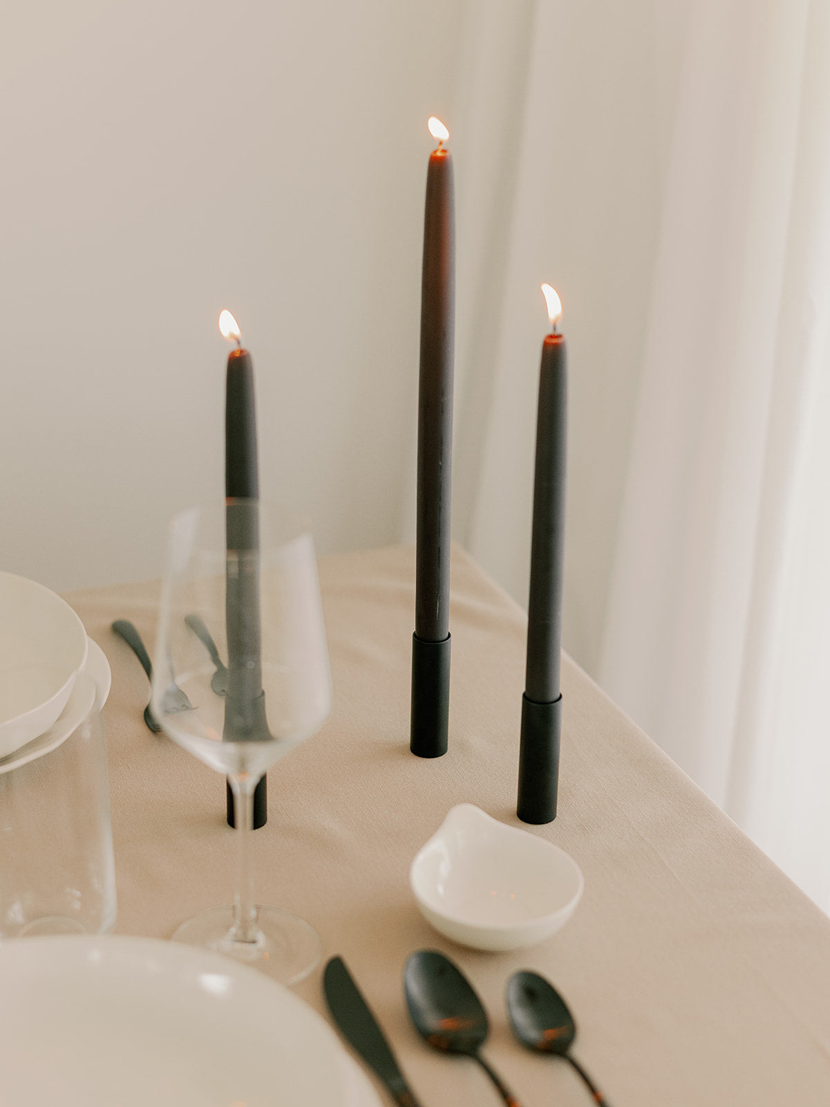 Charcoal | Dipped Beeswax Taper Candles