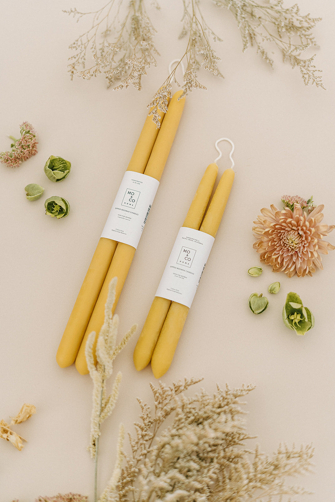 Natural Gold Dipped Beeswax Taper Candles - Thumbnail 5