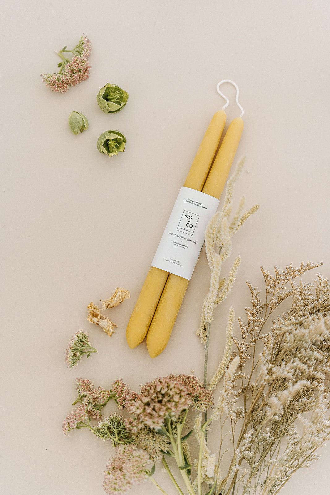 Natural Gold Dipped Beeswax Taper Candles - Thumbnail 3