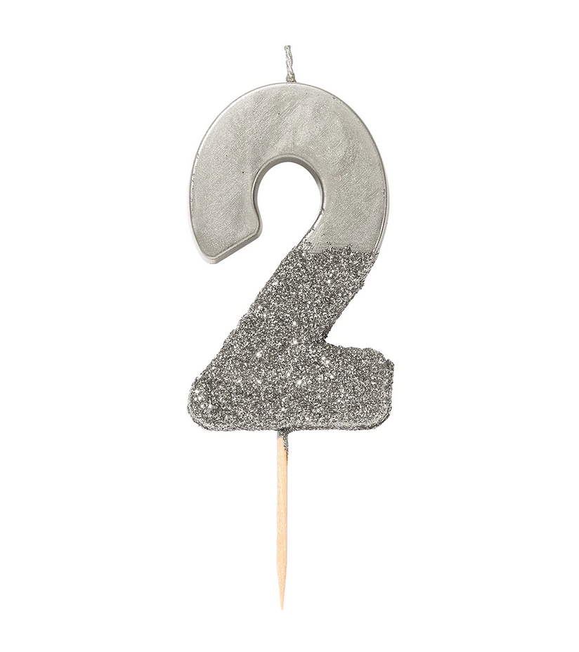 # 2 - Silver Glitter Birthday Candle