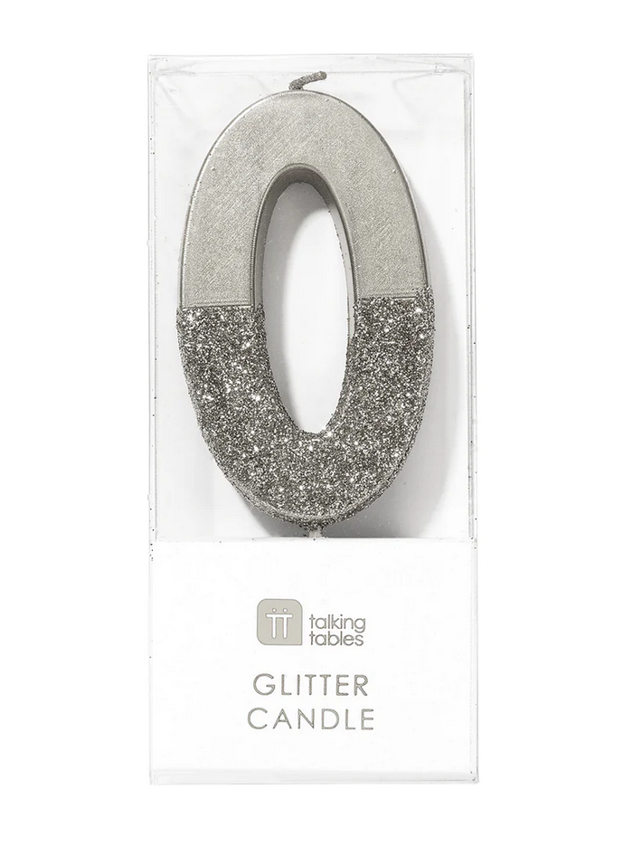 # 0 - Silver Glitter Birthday Candle