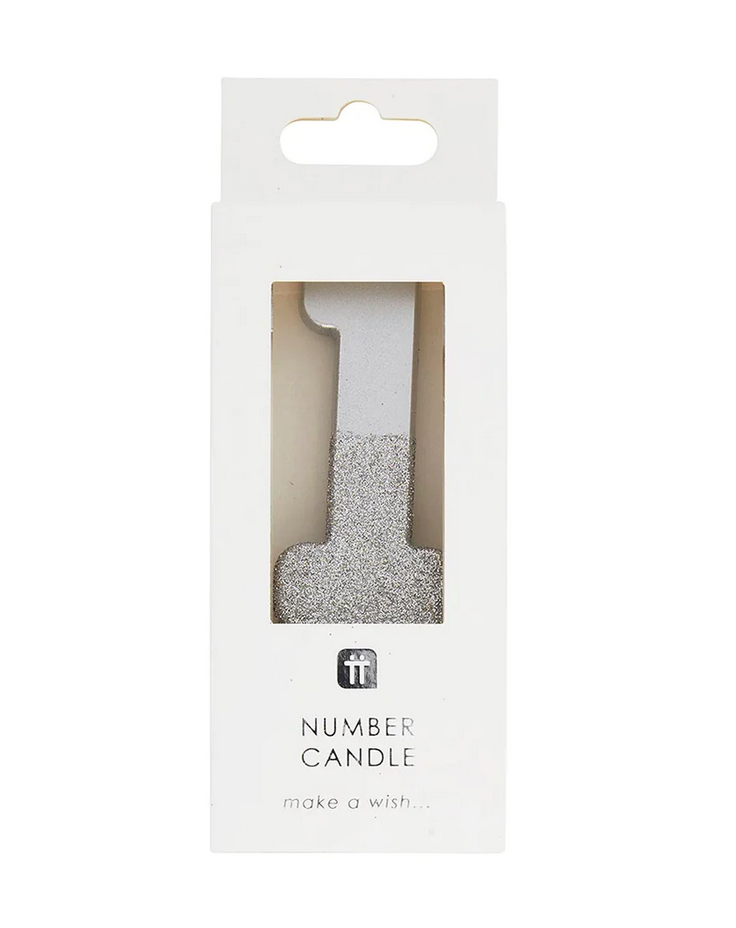 # 1 - Silver Glitter Birthday Candle