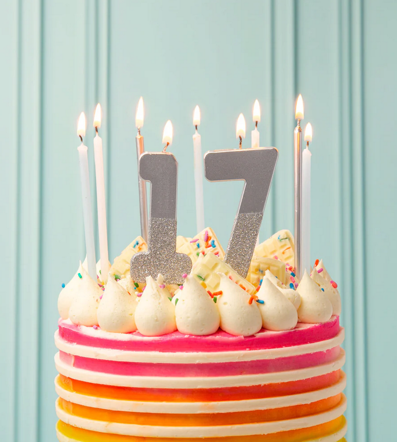 # 1 - Silver Glitter Birthday Candle