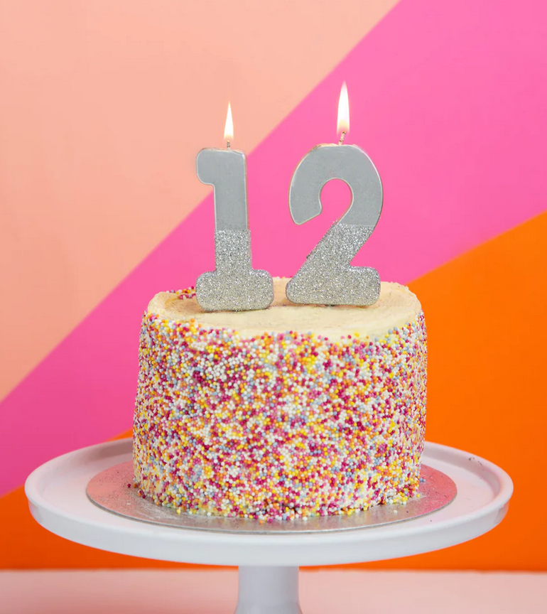 # 1 - Silver Glitter Birthday Candle