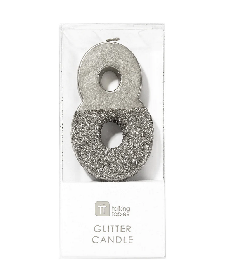 # 8 - Silver Glitter Birthday Candle