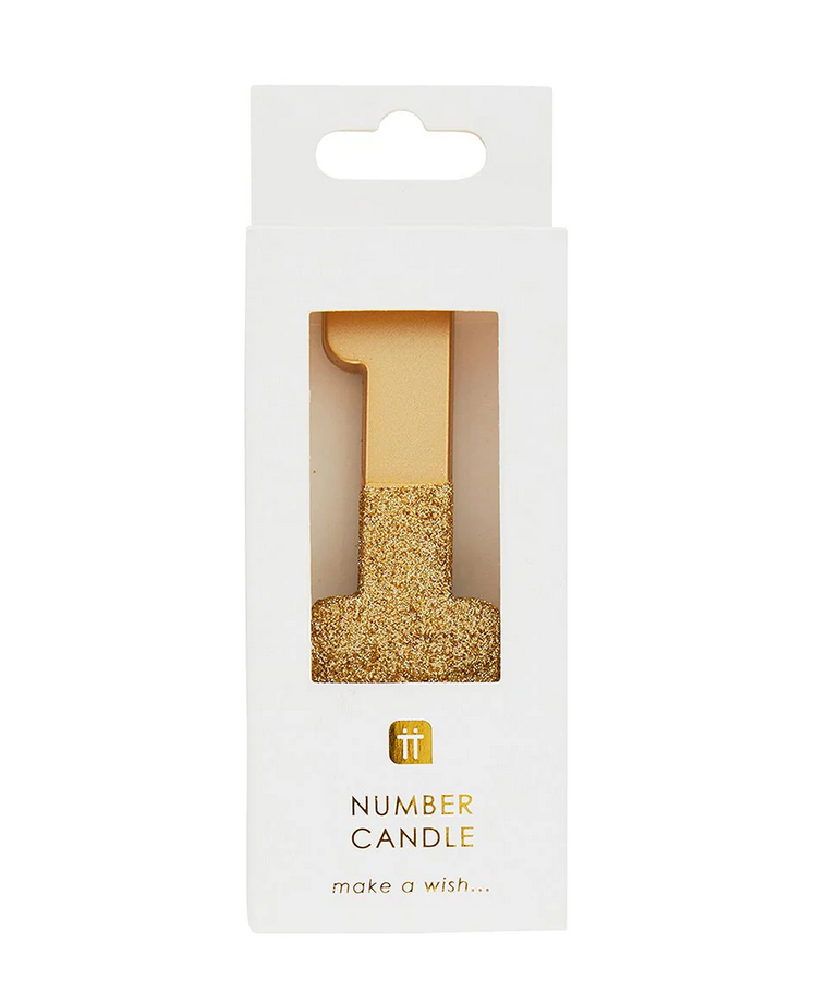 # 1 - Gold Glitter Birthday Candle