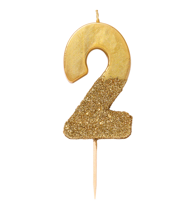 # 2 - Gold Glitter Birthday Candle
