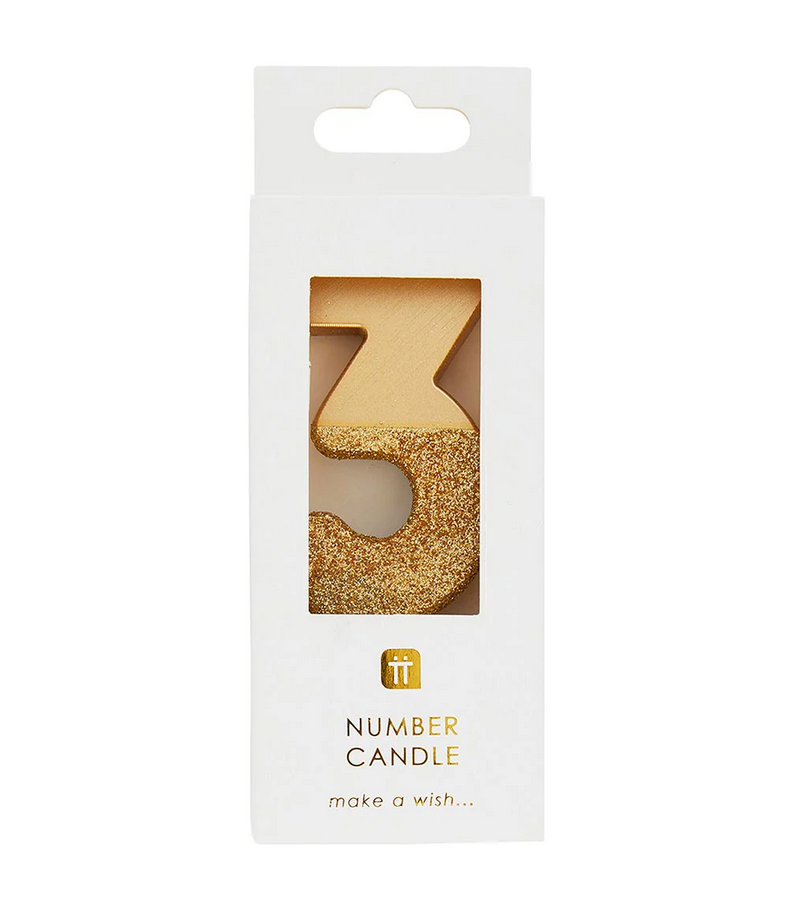 # 3 - Gold Glitter Birthday Candle