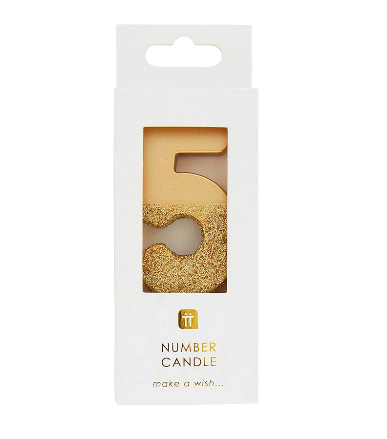 # 5 - Gold Glitter Birthday Candle