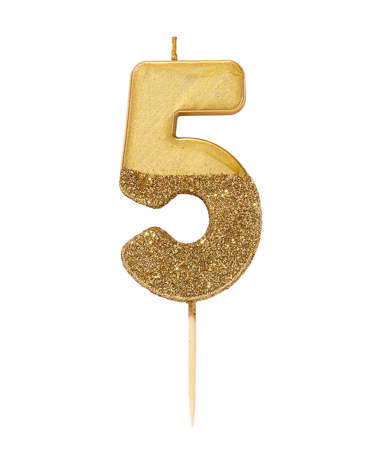 # 5 - Gold Glitter Birthday Candle