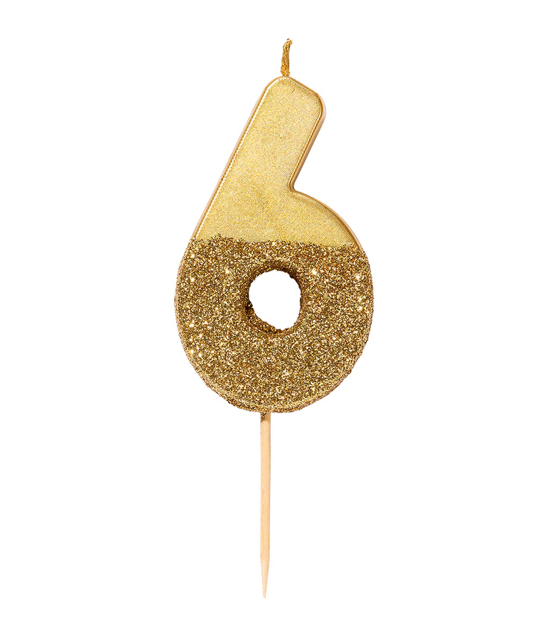 # 6 - Gold Glitter Birthday Candle