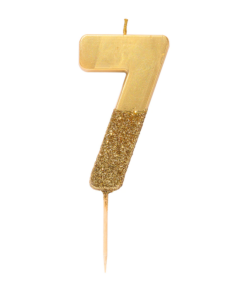 # 7 - Gold Glitter Birthday Candle