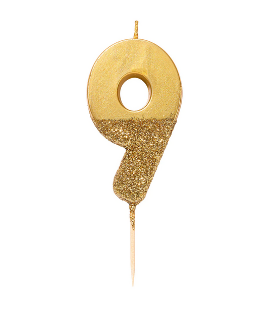 # 9 - Gold Glitter Birthday Candle