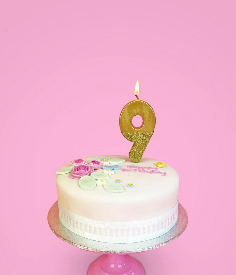 # 9 - Gold Glitter Birthday Candle