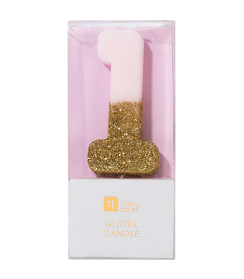 # 1 - Pink + Gold Glitter Birthday Candle