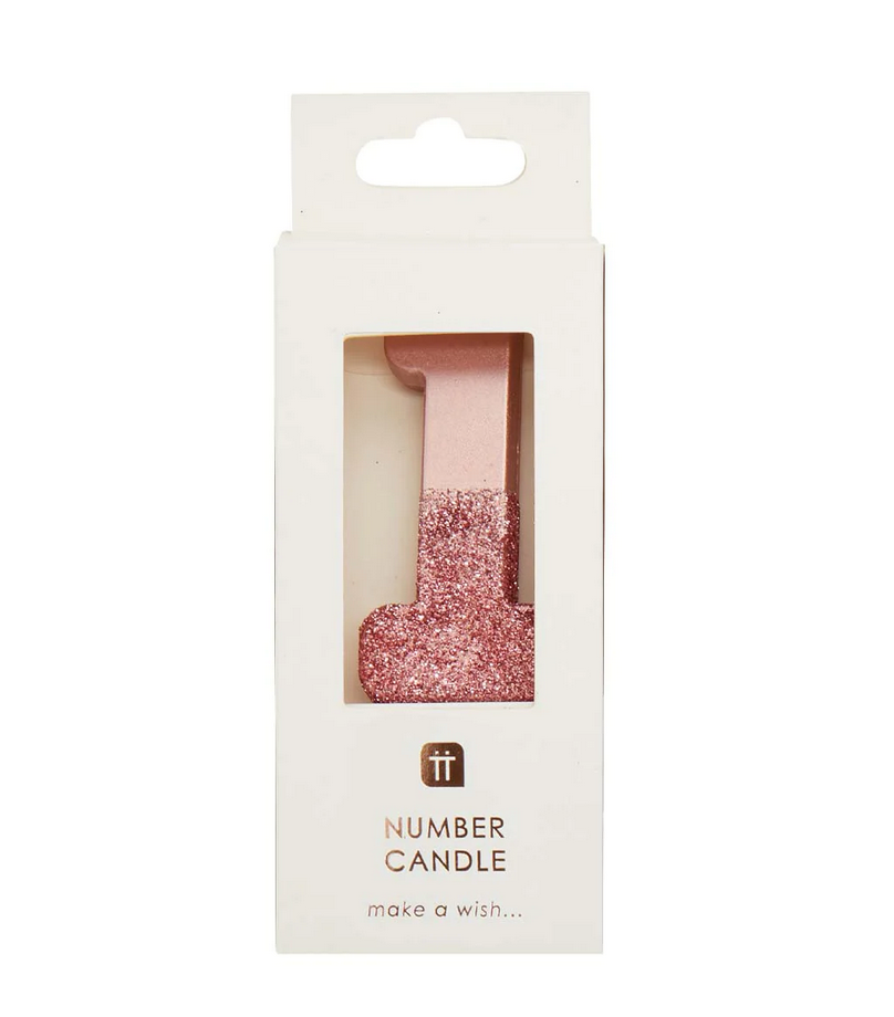 # 1 - Rose Gold Glitter Birthday Candle