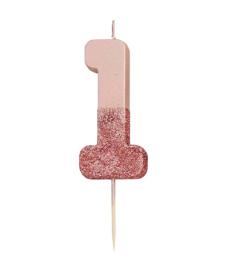 # 1 - Rose Gold Glitter Birthday Candle