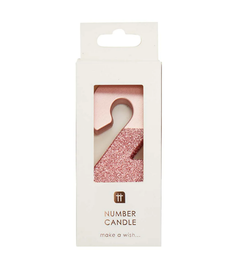# 2 - Rose Gold Glitter Birthday Candle
