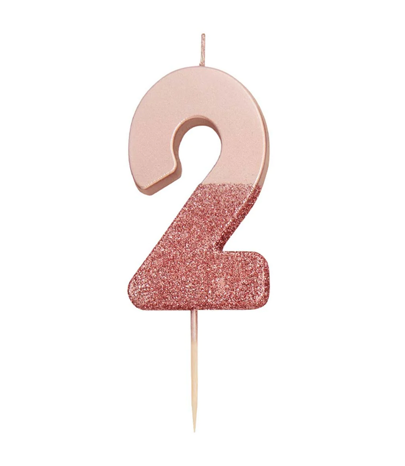 # 2 - Rose Gold Glitter Birthday Candle