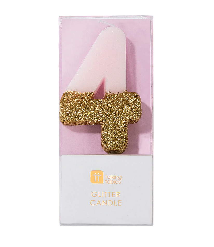 # 4 - Pink + Gold Glitter Birthday Candle