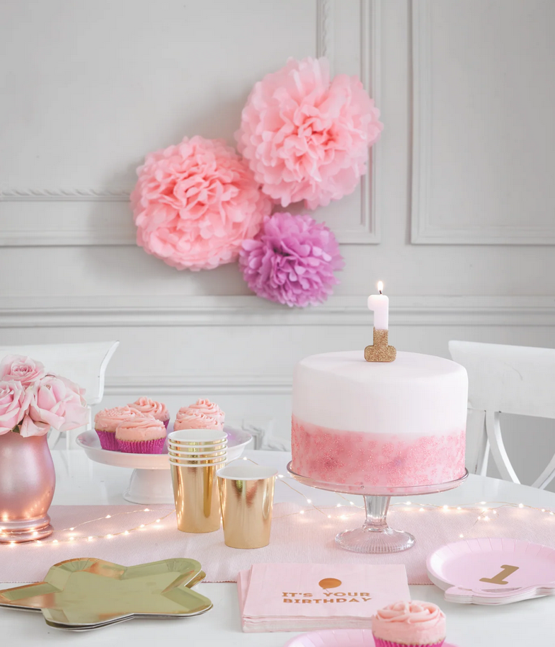 # 4 - Pink + Gold Glitter Birthday Candle