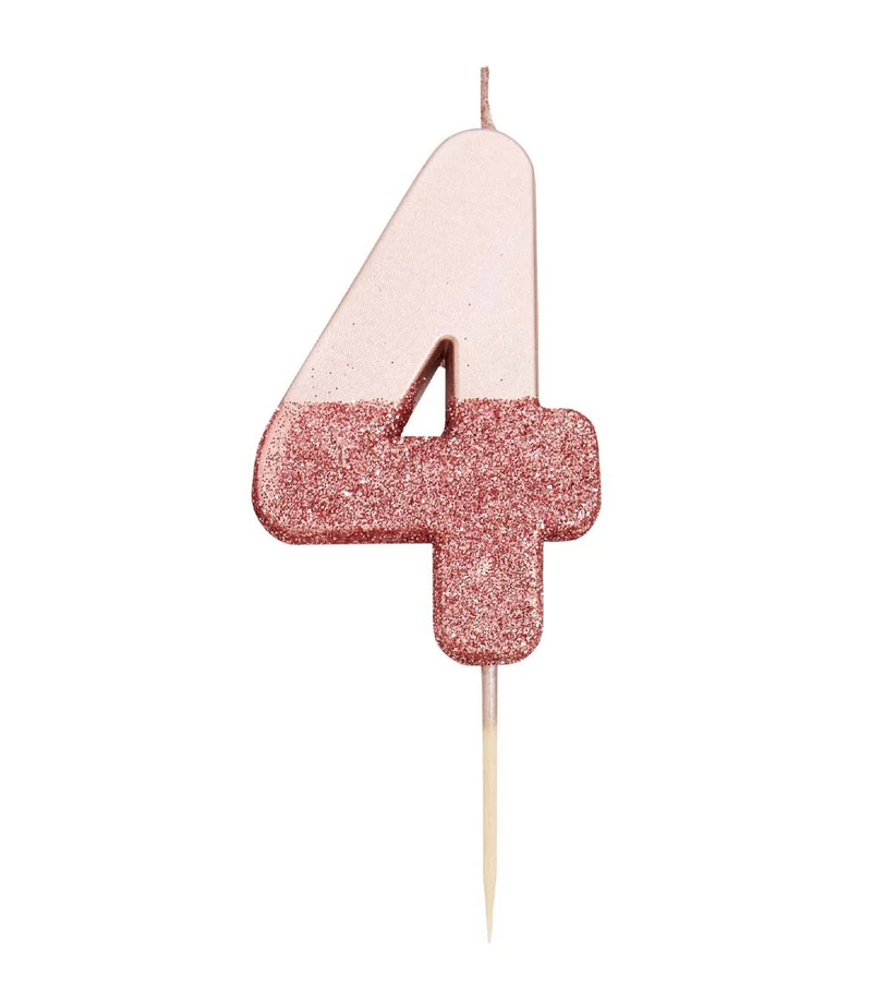 # 4 - Rose Gold Glitter Birthday Candle
