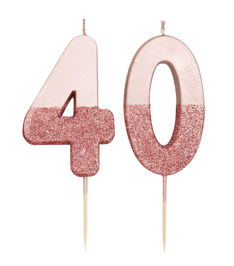 # 4 - Rose Gold Glitter Birthday Candle