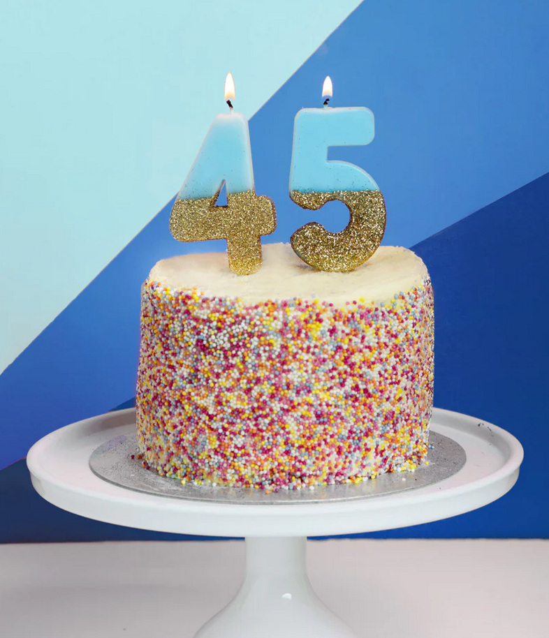 # 5 - Blue + Gold Glitter Birthday Candle