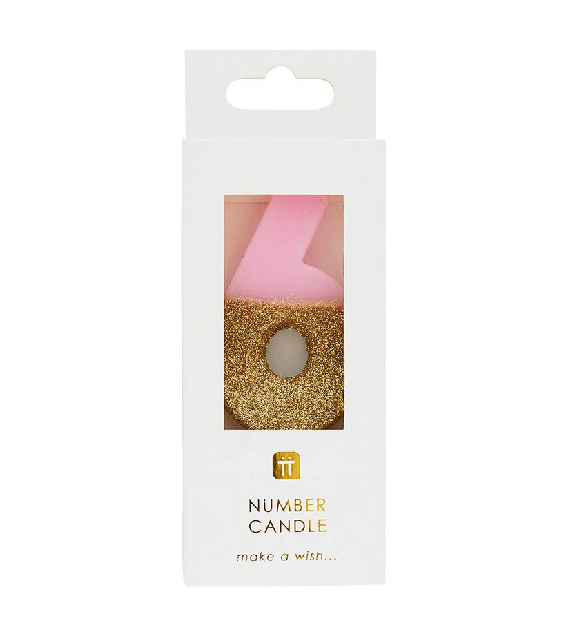 # 6 - Pink + Gold Glitter Birthday Candle