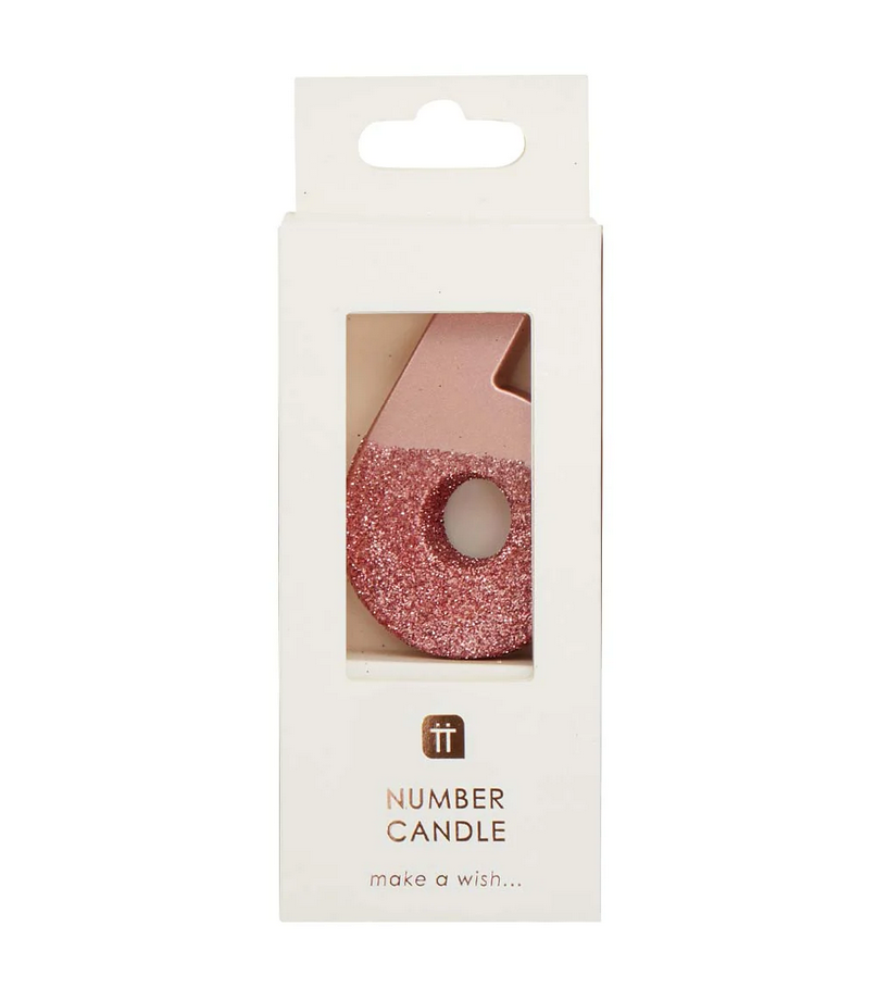 # 6 - Rose Gold Glitter Birthday Candle