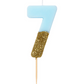 # 7 - Blue + Gold Glitter Birthday Candle