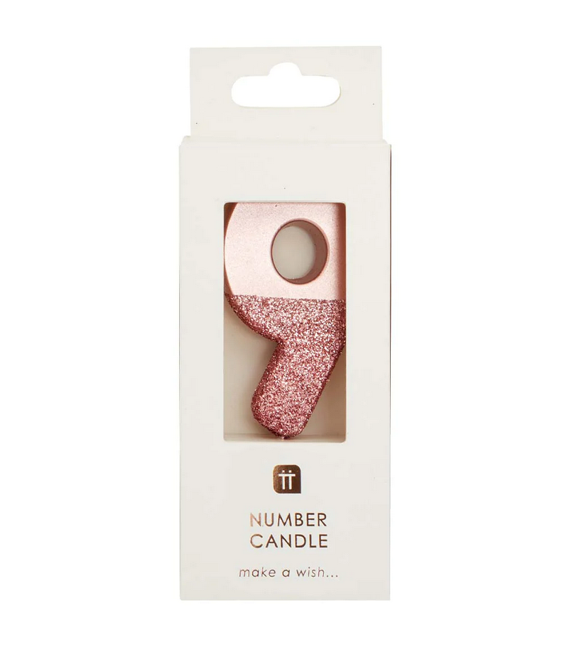 # 9 - Rose Gold Glitter Birthday Candle