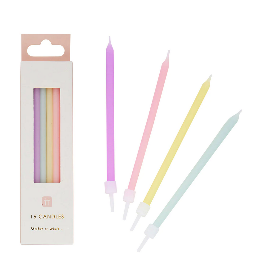 Tall Pastel Candles - 16 Pack