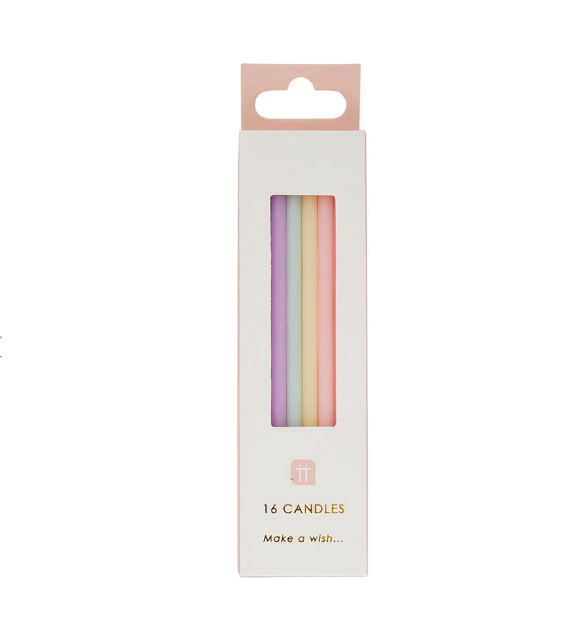 Tall Pastel Candles - 16 Pack