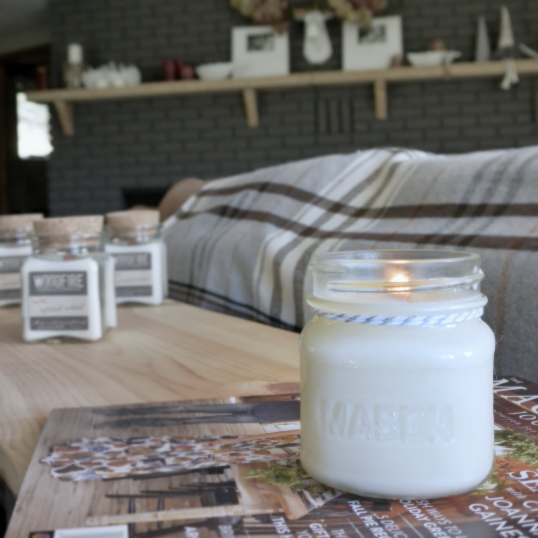 Mason Jar Wood Wick Soy Candle