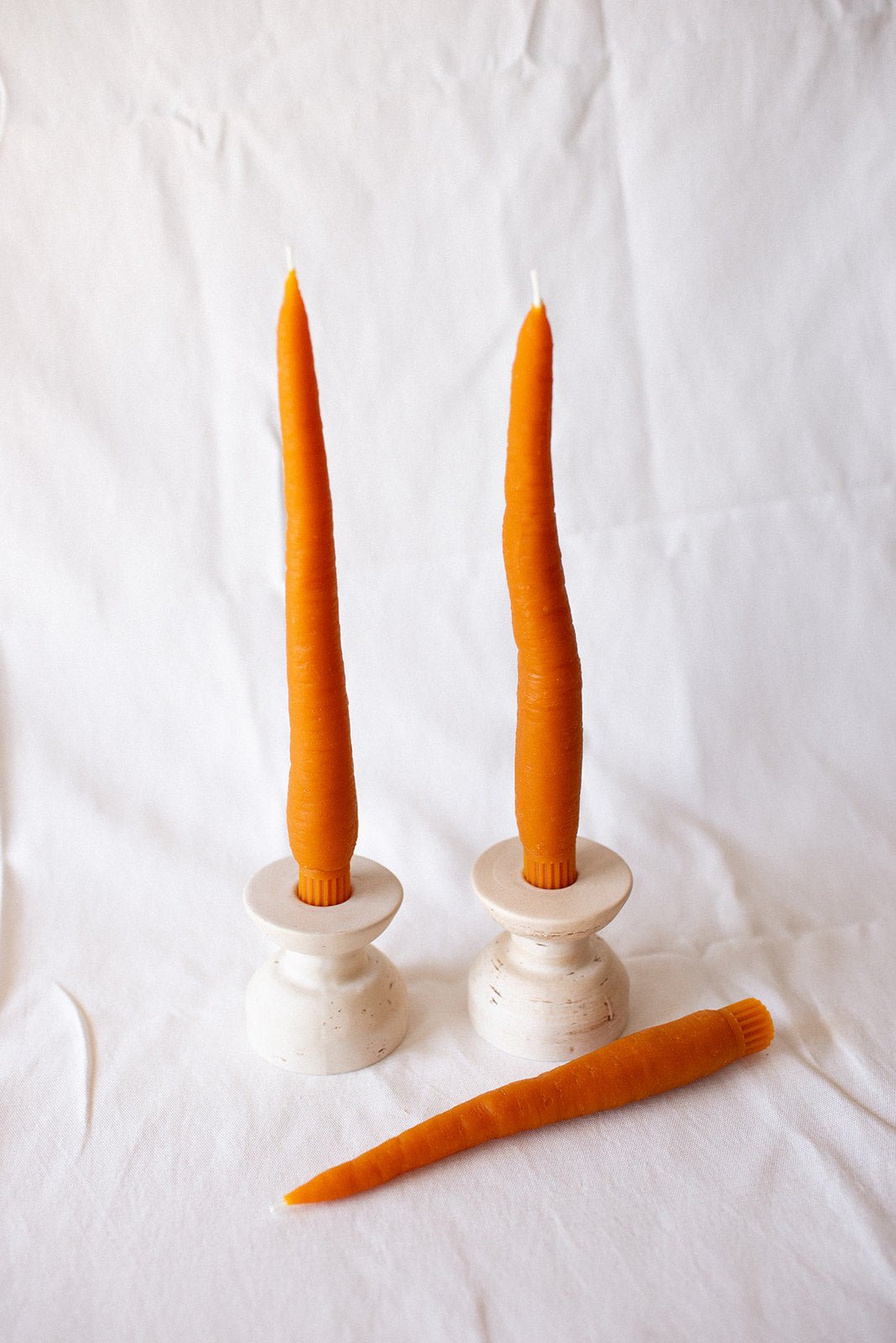 Carrot Taper Beeswax Candles Pair - 9 inch tall