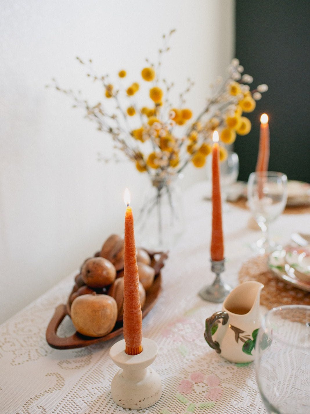 Carrot Taper Beeswax Candles Pair - 9 inch tall