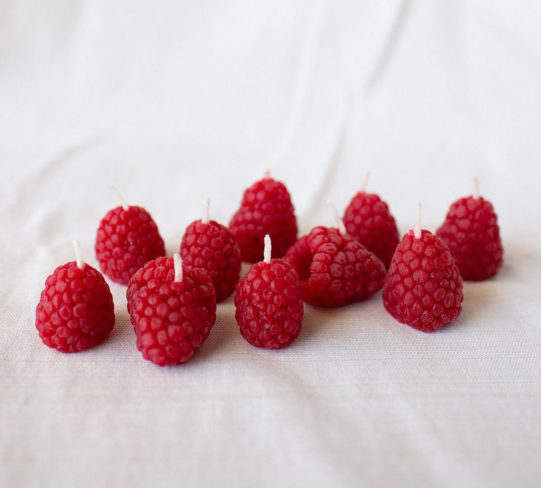 Beeswax Raspberry Birthday Candles - 10 count