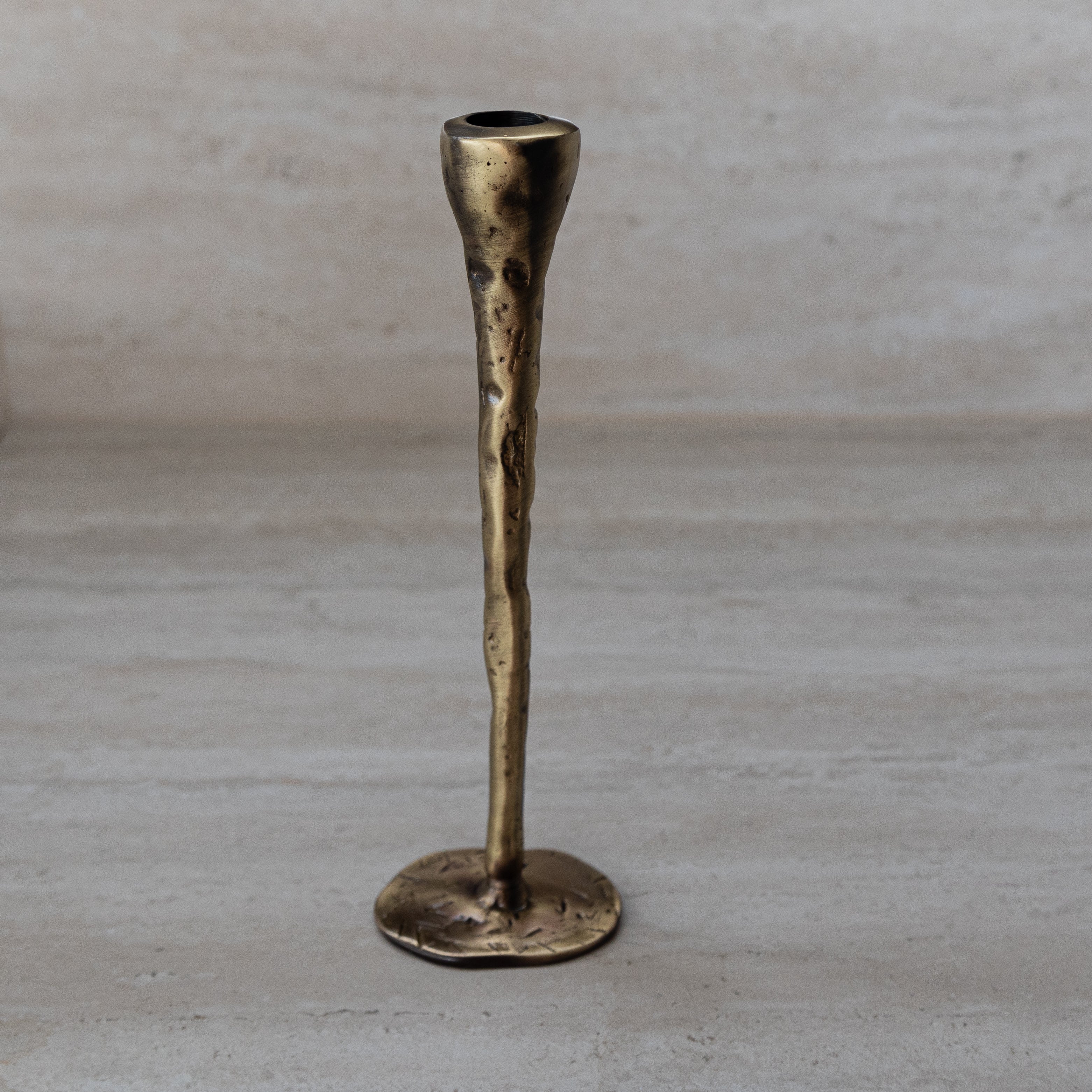 Antique Brass Large Candlesticks - Set of 3