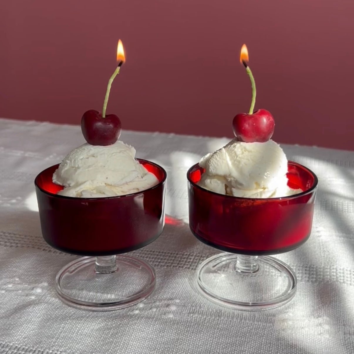 Dark Red Cherry Beeswax Candles