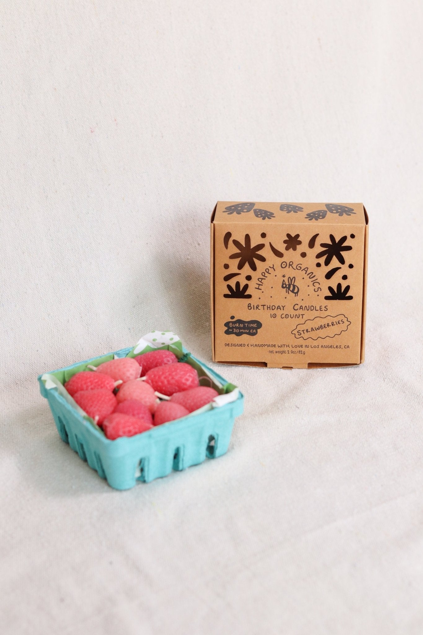 Pink Strawberry Birthday Beeswax Candles