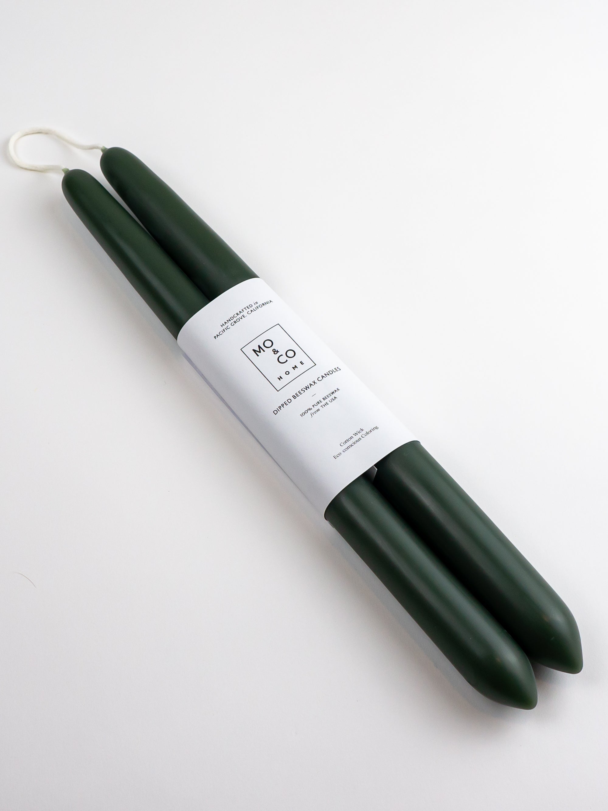 Forest Green | Dipped Beeswax Taper Candles